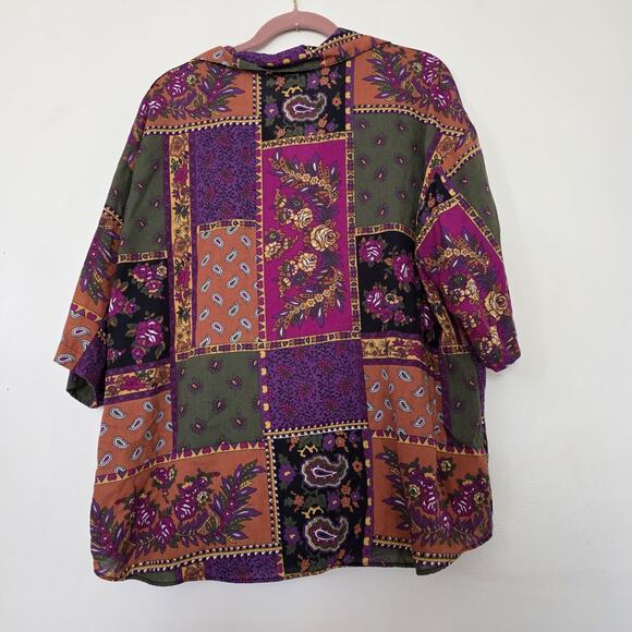 Vintage Patchwork Floral Bohemian Hippie Blouse Women 24W 70s Paisley Multicolor - Picture 6 of 10
